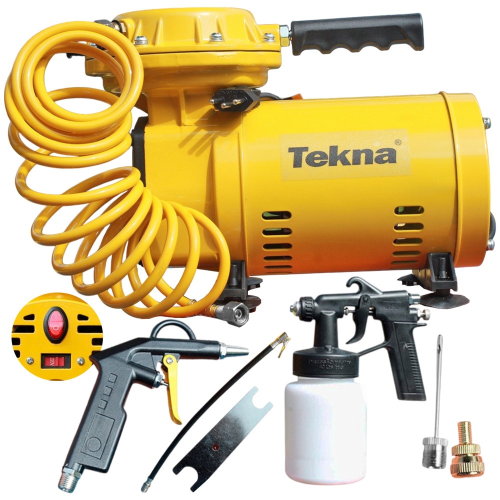 Compressor de Ar Portatil 1/2Hp Seletor de Voltagem Tekna Com Kit Pintura