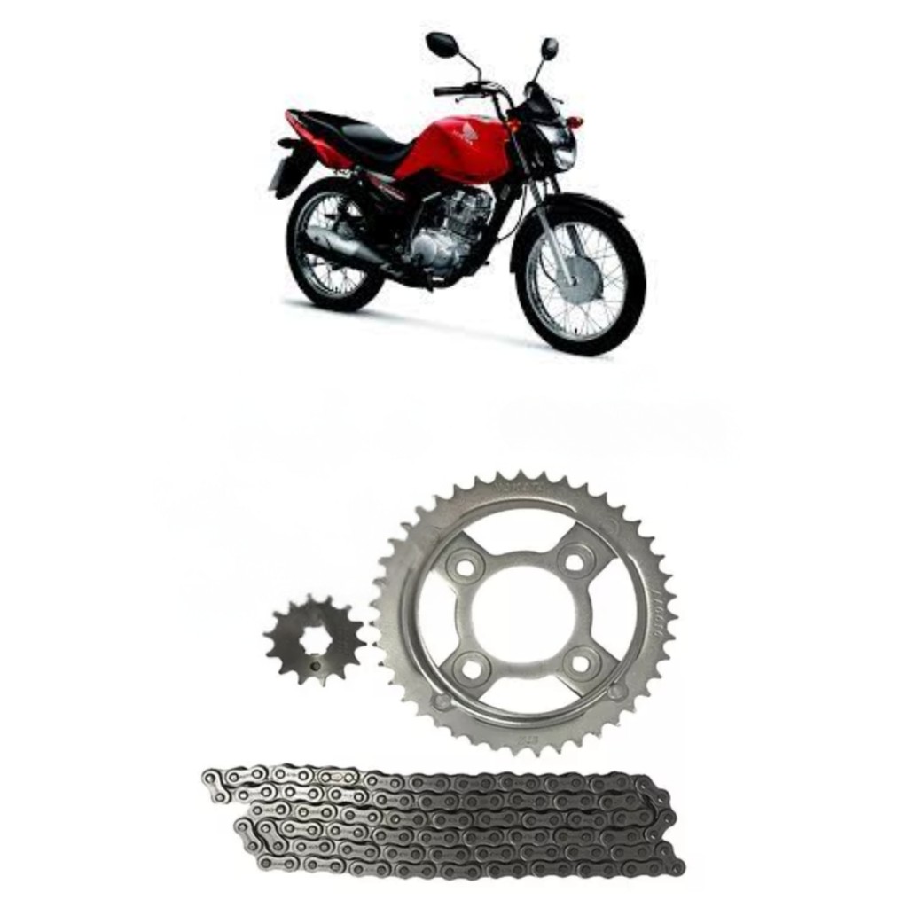Kit Coroa+Pinhão+Corrente Original Nakata Honda Fan Cg 125 2015
