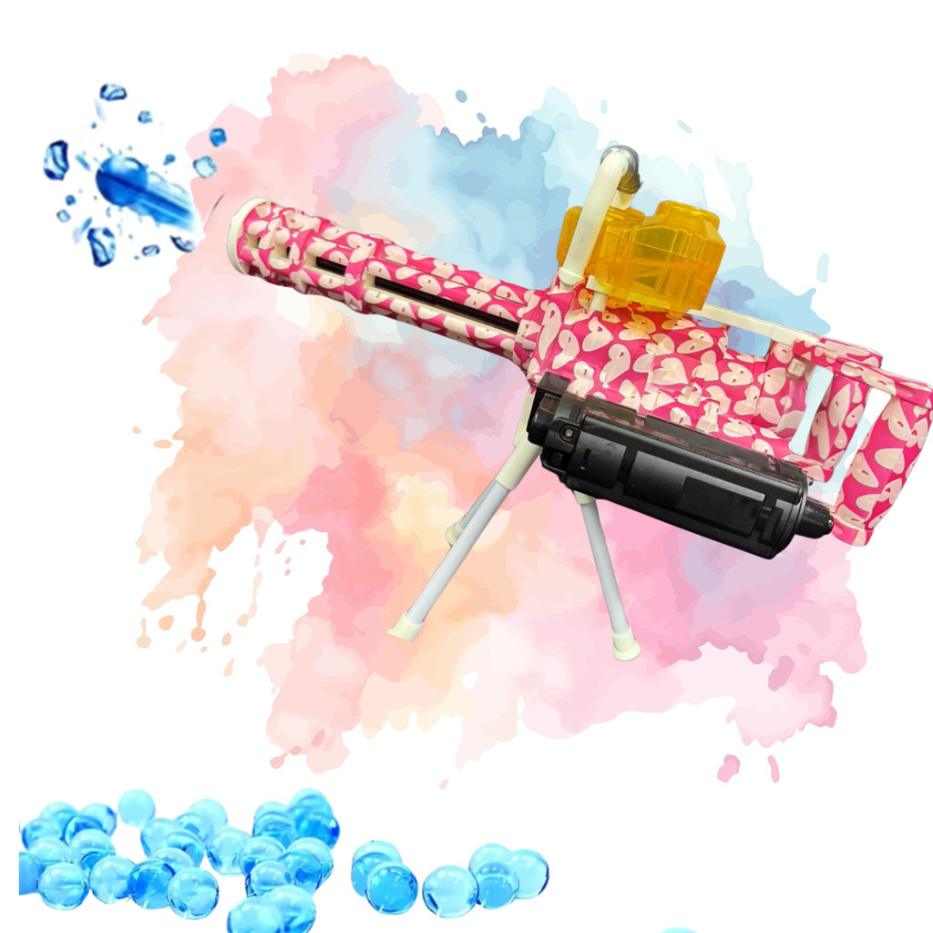 Interessante Arma Elétrica Gatling Lança Bolinhas De Gel blaster arminha de gel
