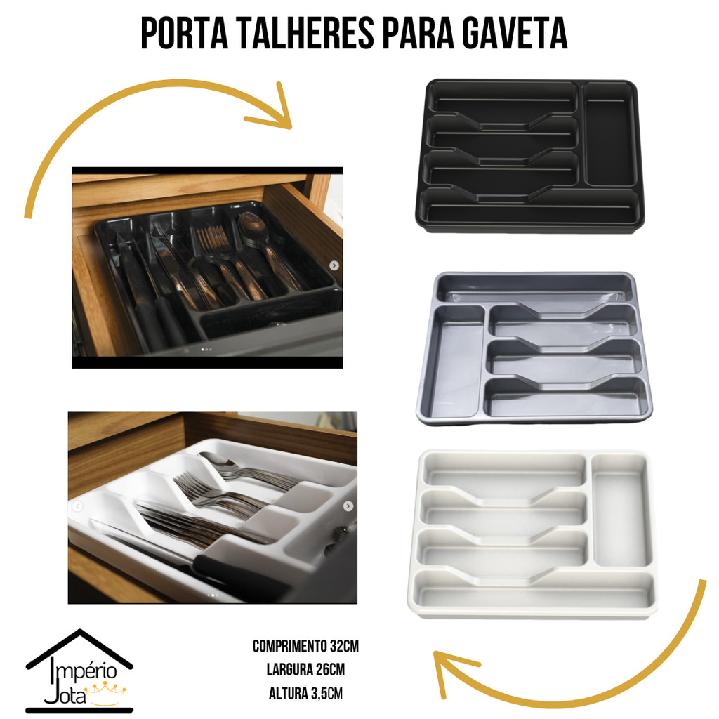 Organizador / Porta /Separador de Talher com Divisões para Gaveta