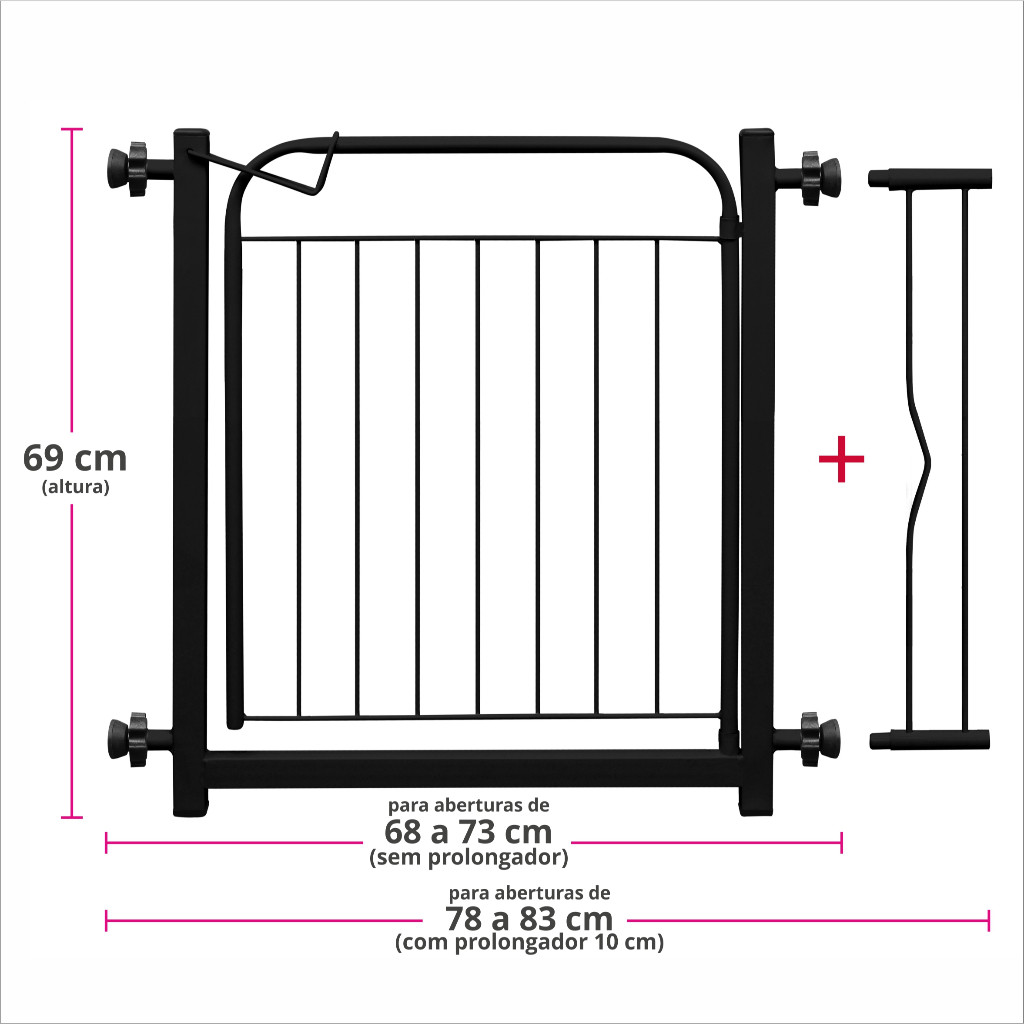 Portão de Segurança em Grade Aramada com Extensor – Ideal para Crianças, Bebês e Pets