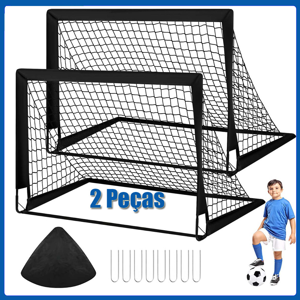 2 Peças preto Mini Gol De Futebol Dobrável Portátil Uso Externo / Indoor / Treinamento / Futebol / Gol 120*90cm