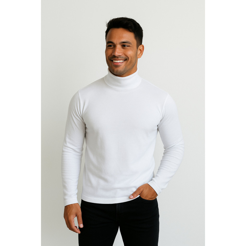 Blusa Gola Alta Cacharrel frio Suéter Masculina Inverno 2025