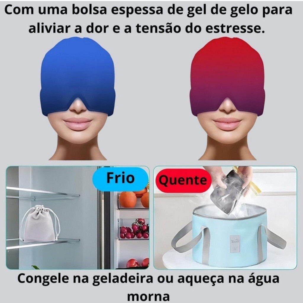 Touca Dor de Cabeça Chapéu De Alívio Da Enxaqueca Máscara De Terapia Fria Quente Confortável