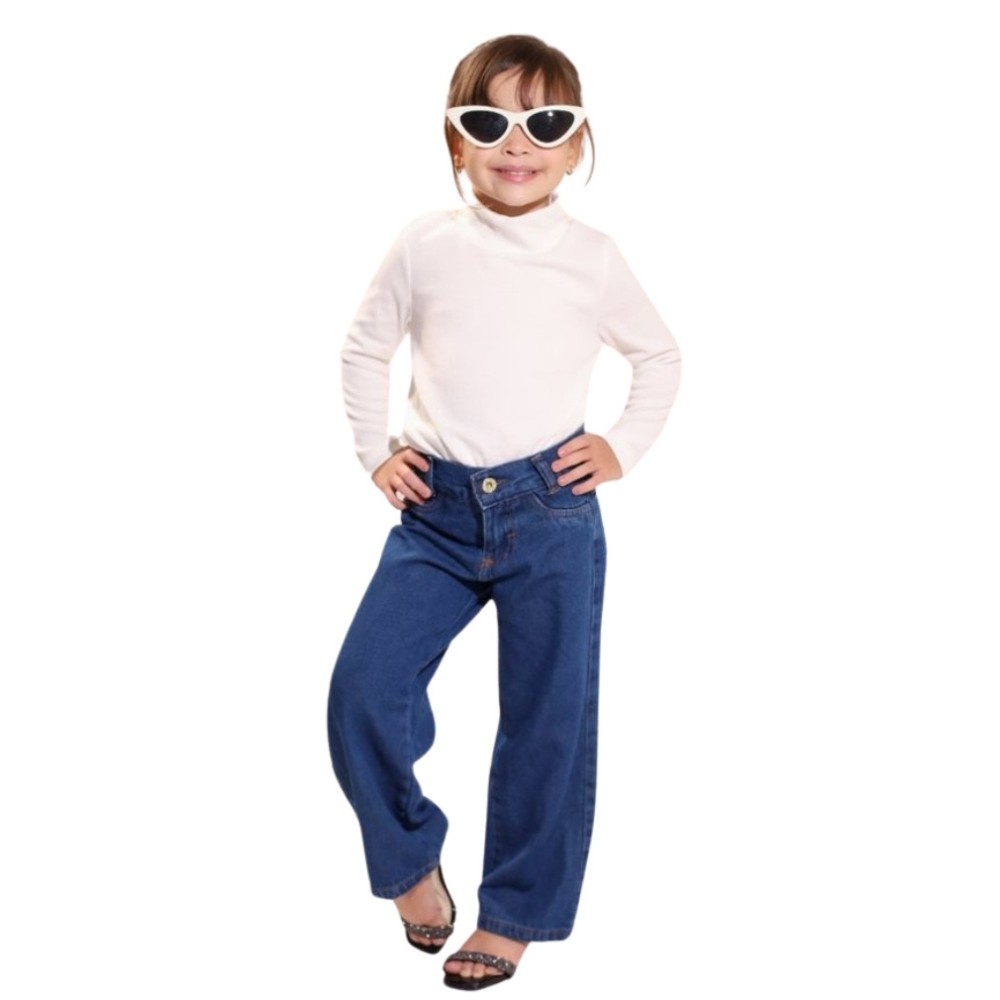 Calça Jeans Wide Leg Lisa Infantil Menina Pantalona Premium