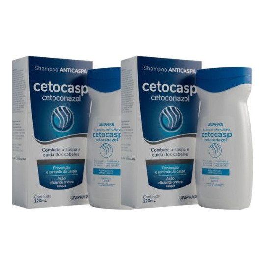 2 Shampoo Anticaspa Cetocasp Com Cetoconazol Uniphar 120ml
