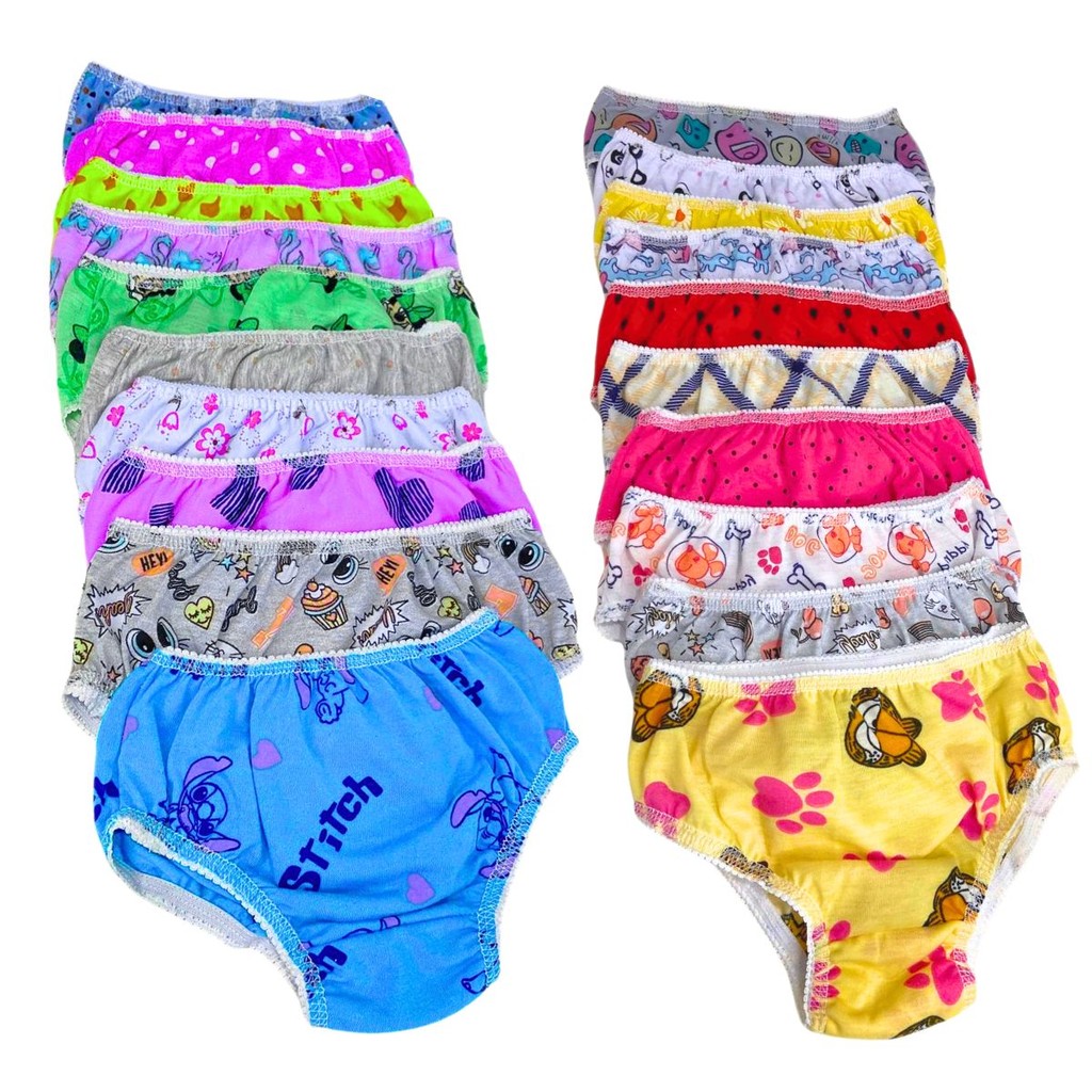 Kit 20/15/10/05 Calcinha Infantil Menina Feminina Estampada Muito Confortável - Valentina