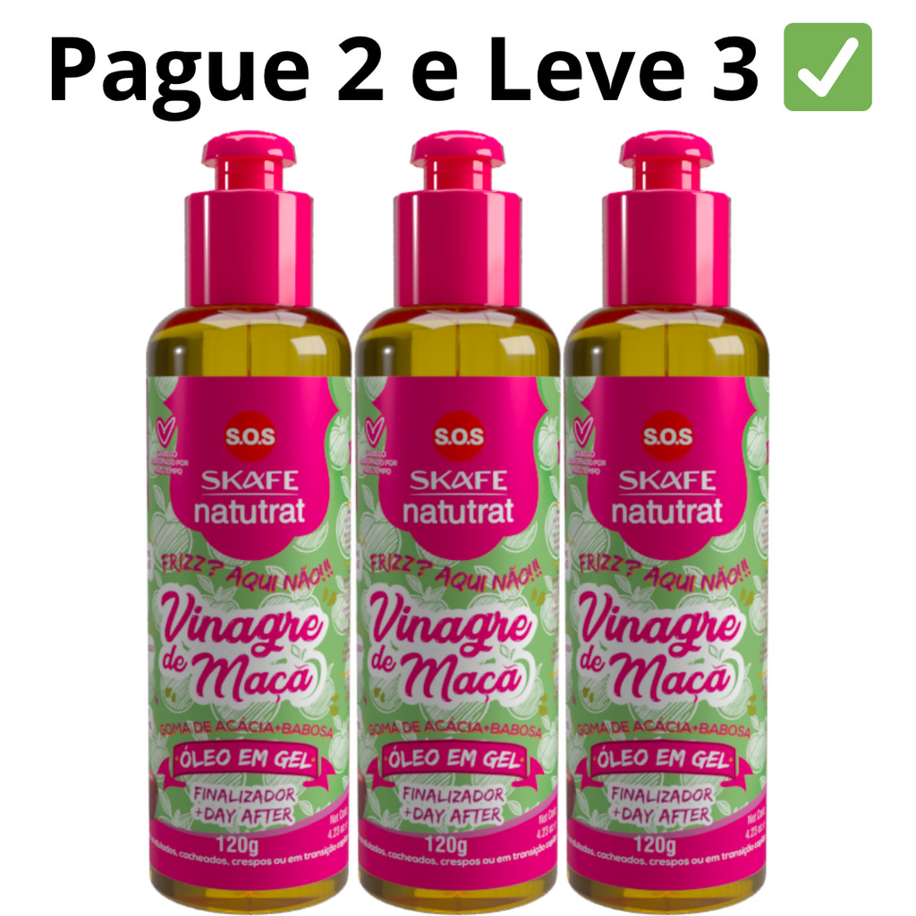 [3 por 2] 3un Óleo Finalizador Para Cabelo em Gel Natutrat S.O.S Vinagre de Maçã 120g Day After