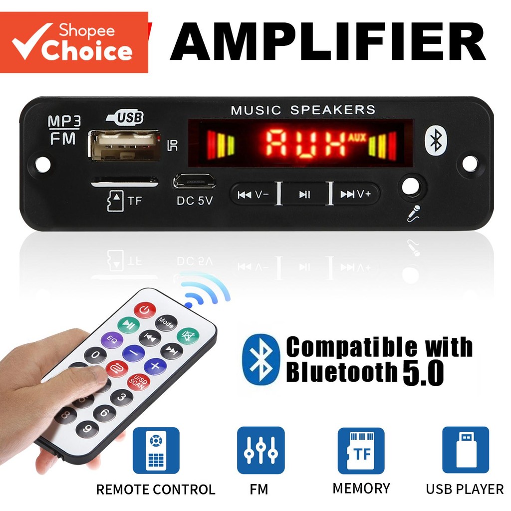 [Shopee Choice] DC 12V 18V Bluetooth 5.0 Placa MP3 40W Amplificador De Áudio DIY MP3 Player Módulo De Rádio FM Para Carr