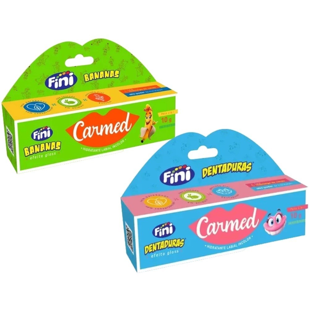 Kit 2 Unidades Carmed Fini Bananas e Fini Dentaduras Hidratante Labial 10g – Linha Fini Sabores