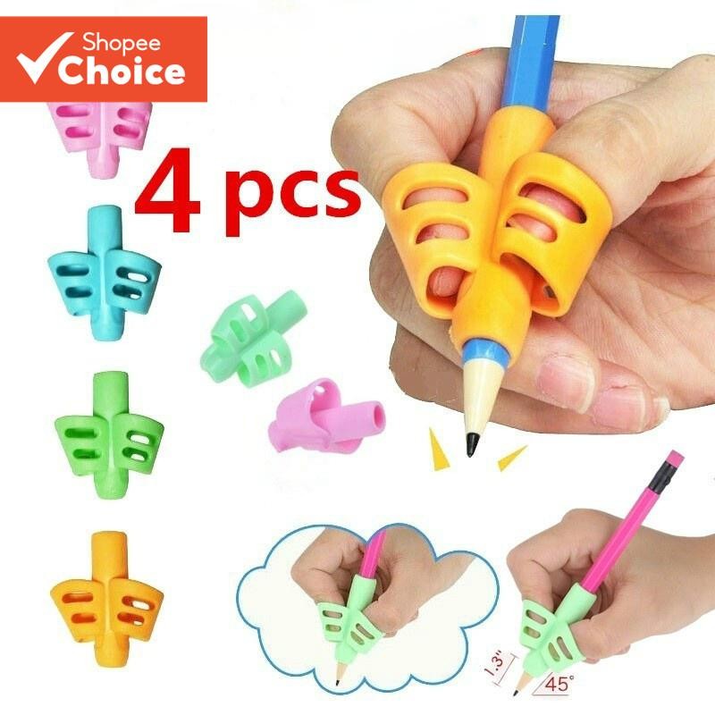 4 Pcs-Ferramenta De Correção De Caneta De Escrita De Silicone Para Aprendizagem De Bebês Com Dois Dedos , Itens Essencia