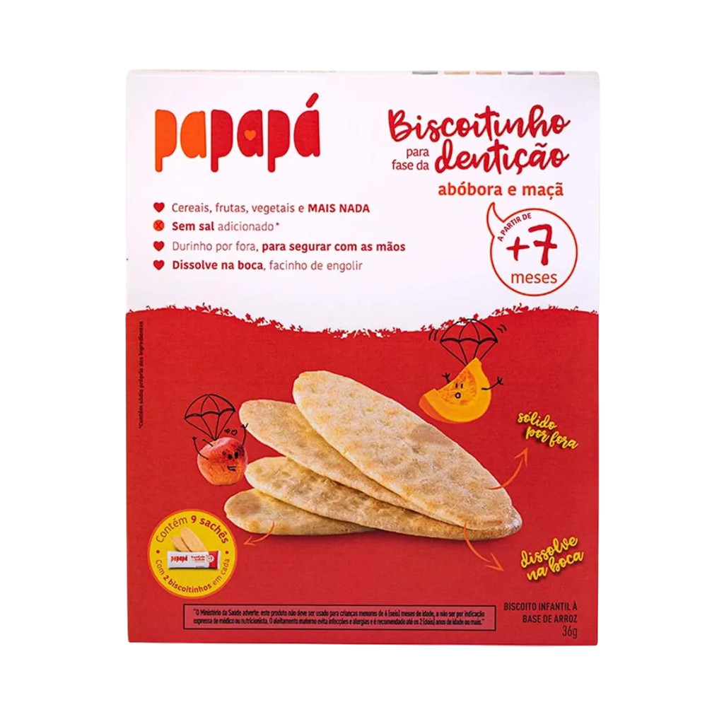 Biscoitinho Para Dentição Orgânico Maçã Abóbora 36g - Papapá