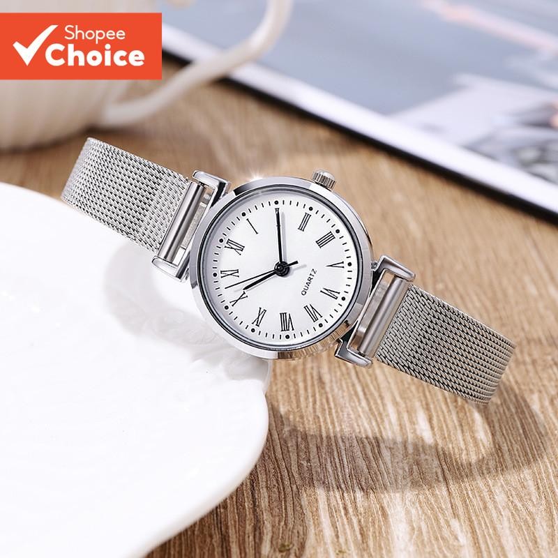 Relógio De Quartzo Feminino Elegante – Pulseira De Malha Pequena E De Aço Inoxidável Para Uso Diário