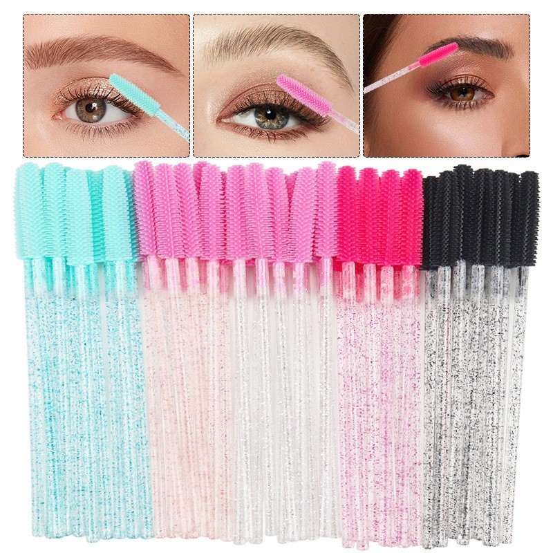 50/200 Escovinhas de Silicone Glitter Extensão de Cílios e Sobrancelha