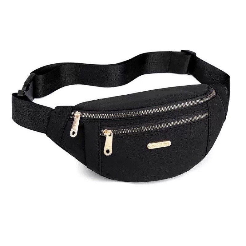 Bolsa De Cintura Feminina/Nylon Impermeável/3 Zíperes Grandes Para Armazenar Dinheiro/Celular/Documentos