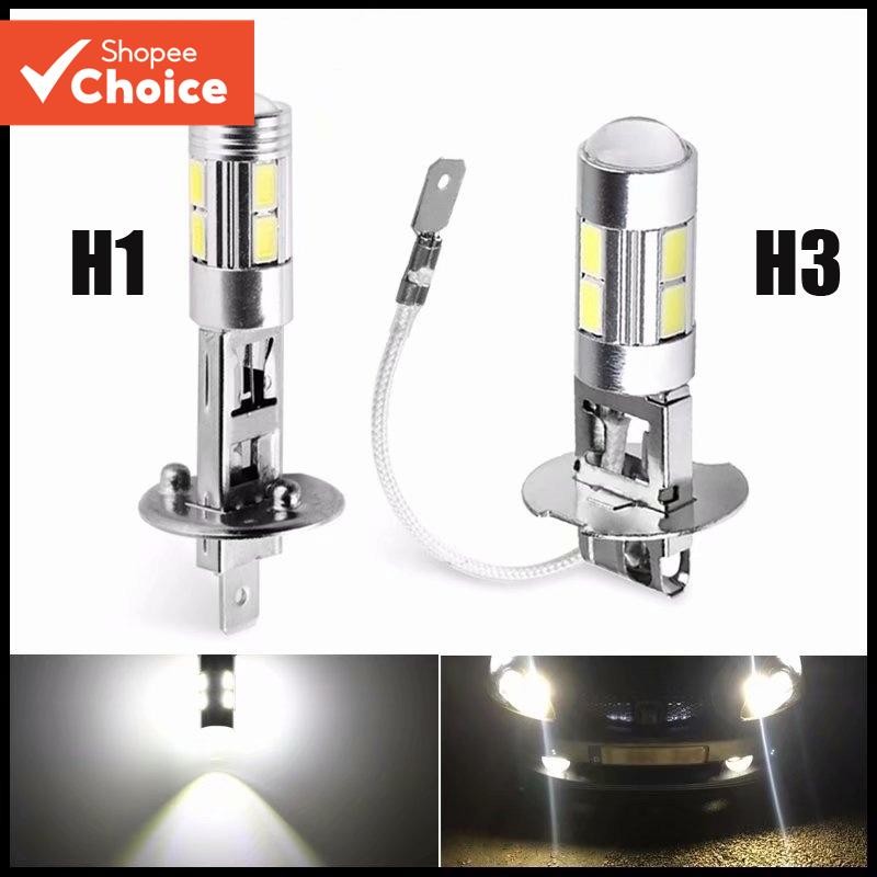 2 Pcs H1 H3 Lâmpadas LED 6000K Branco 10-SMD 5630 Luz De Nevoeiro Do Carro Condução DRL Lâmpada Automática