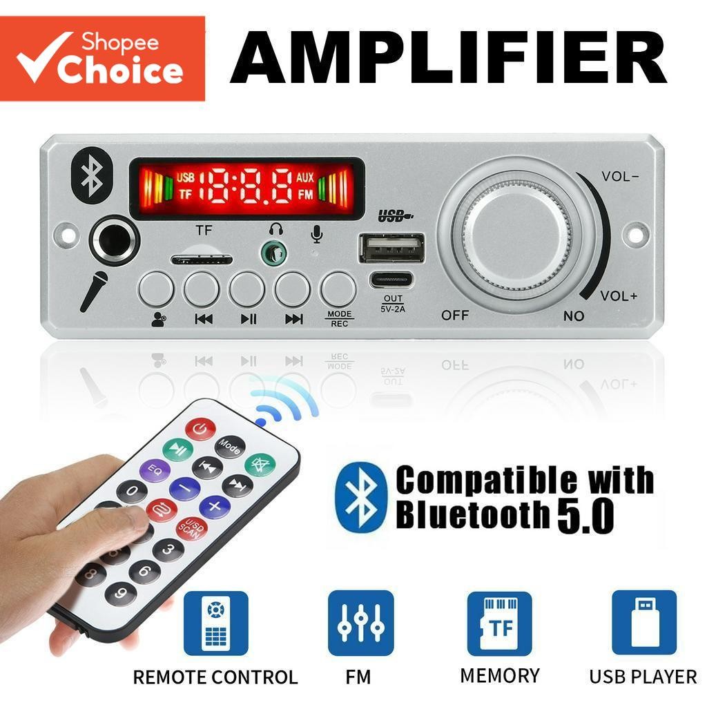40W 80W Amplificador DIY Placa De Módulo MP3 6.5mm Microfone 12V Carro MP3 Player Bluetooth 5.0 Rádio FM TF AUX USB Grav