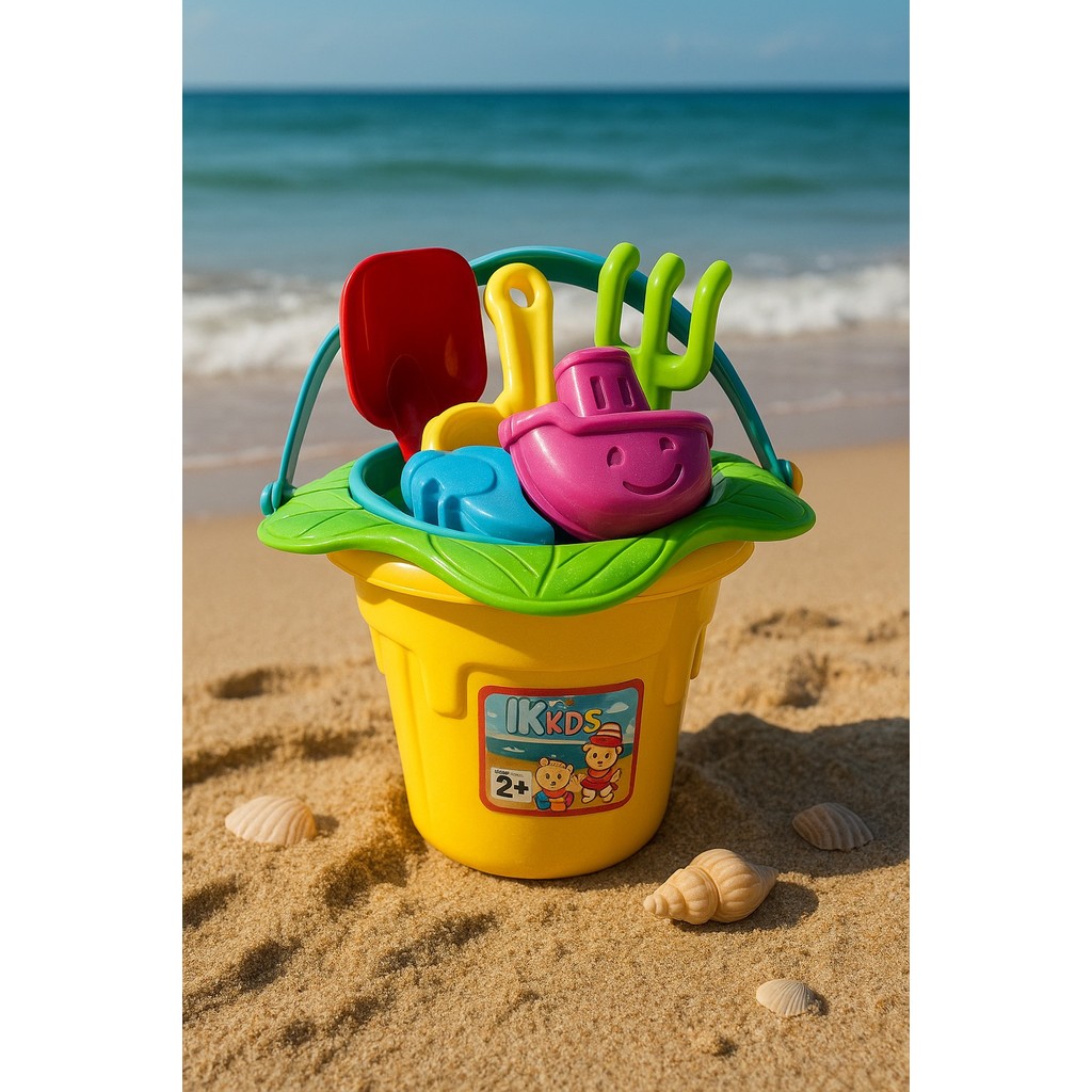 Kit Balde Praia Infantil 7 pç Diversão P/ Pequenos Artistas Baldinho