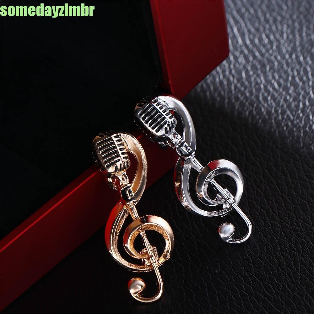 SOMEDAYZL0M Microfone Broches Colar Broche Moda Lapela Jóias Acessórios Pino Cantor Festa