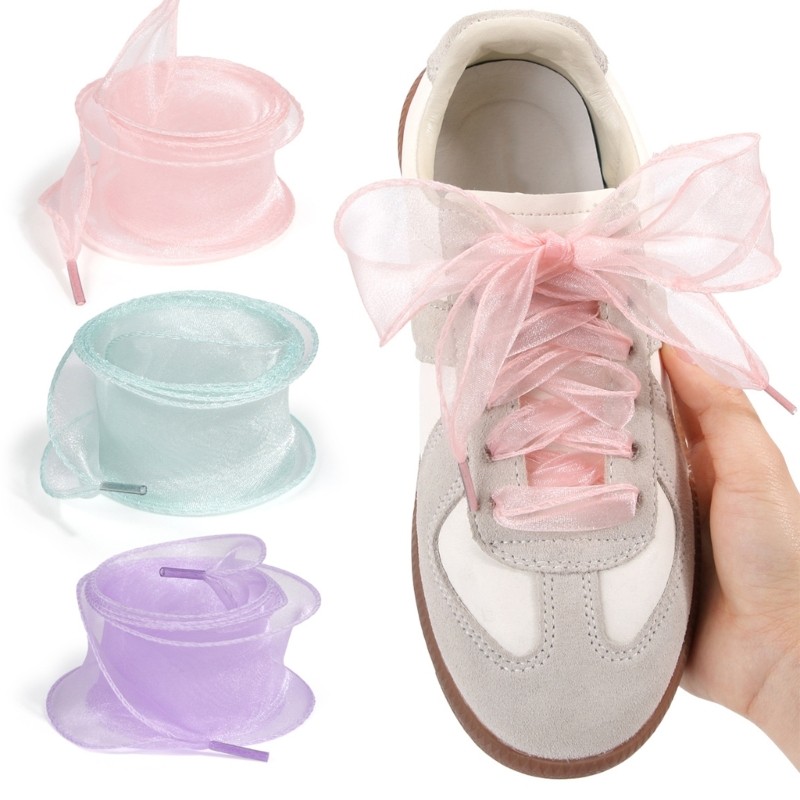 Hi * Renda Sapato Organza Colorida 35 Mm Largura E 140 Cm Comprimento , Cadarços Tênis Para