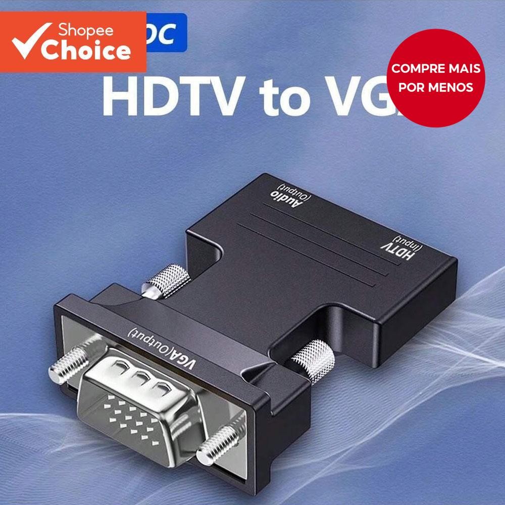 Conversor HDMI Para VGA 1080P Com Entrada De Áudio De 3.5 Mm PC Desktop Vídeo Do Projetor HDTV
