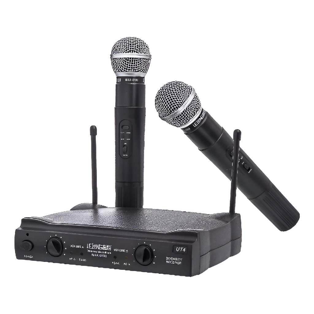 Microfone Duplo Sem Fio Uhf Profissional Dinâmico Le-906