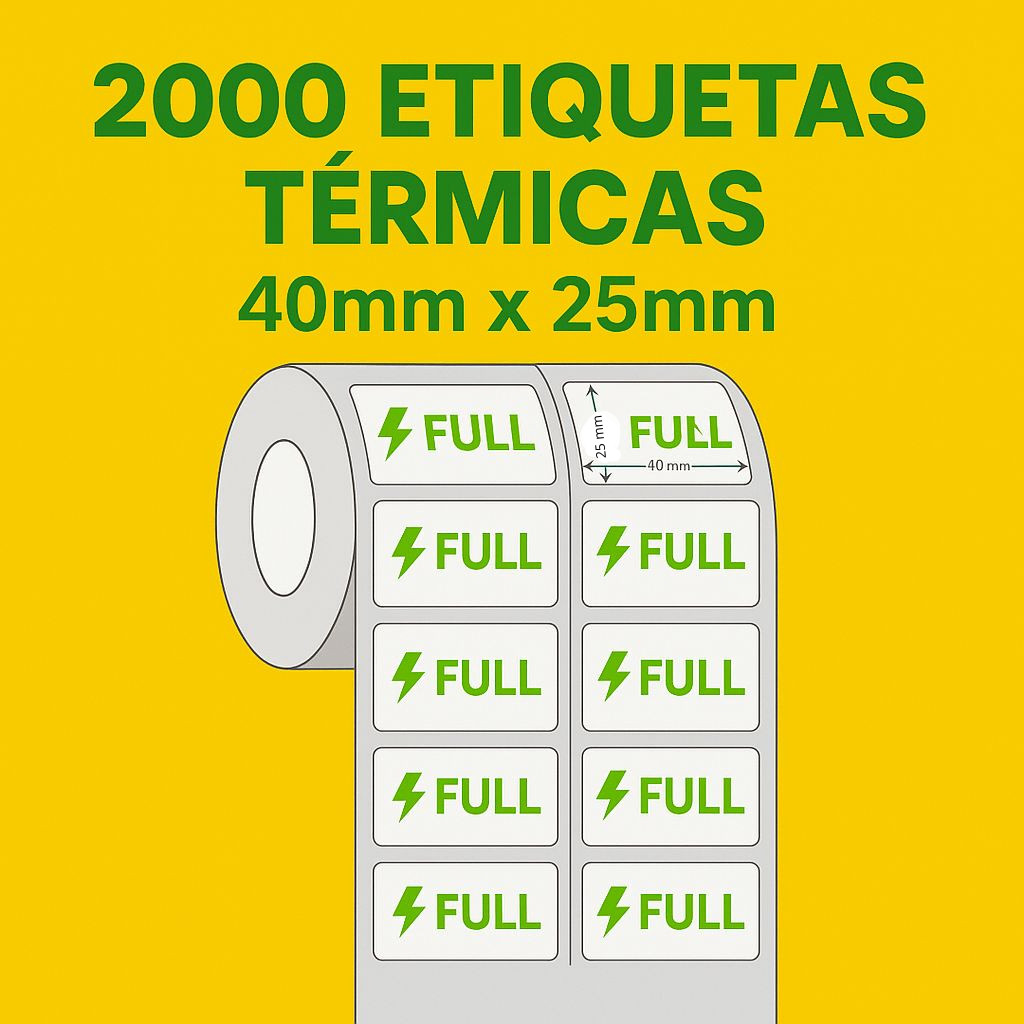 Etiqueta 40x25 Termica Full Adesiva  2 Colunas Rolo com 2000 etiquetas Mercado Envios