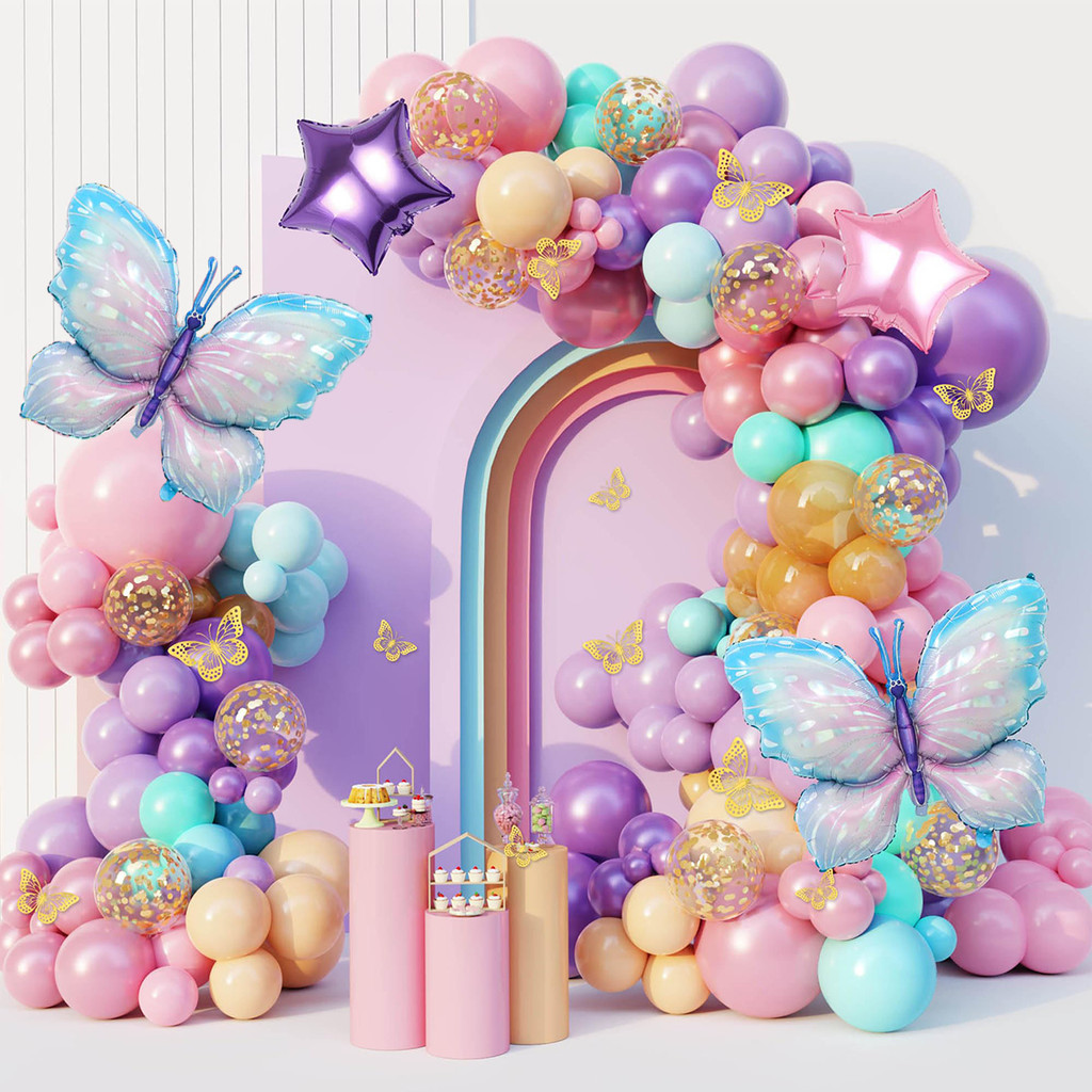Balão Bexiga Liso Borboleta Balões Colorido Kit 148 Peças Aniversário Festas Para Criança Meninos Meninas M1037