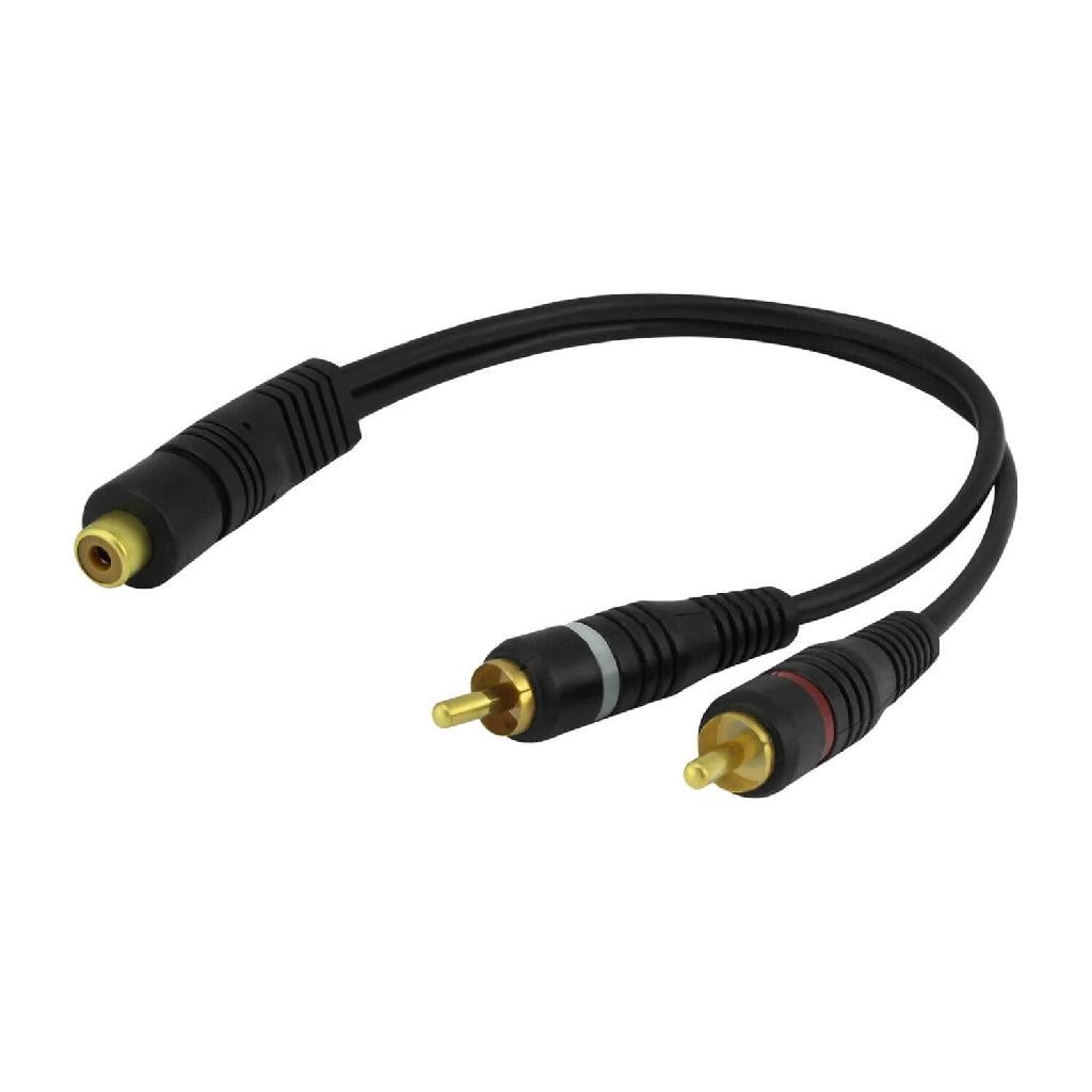 Cabo Y Rca 1 Fêmea 2 Rca Macho 25 cm Módulo Automotivo