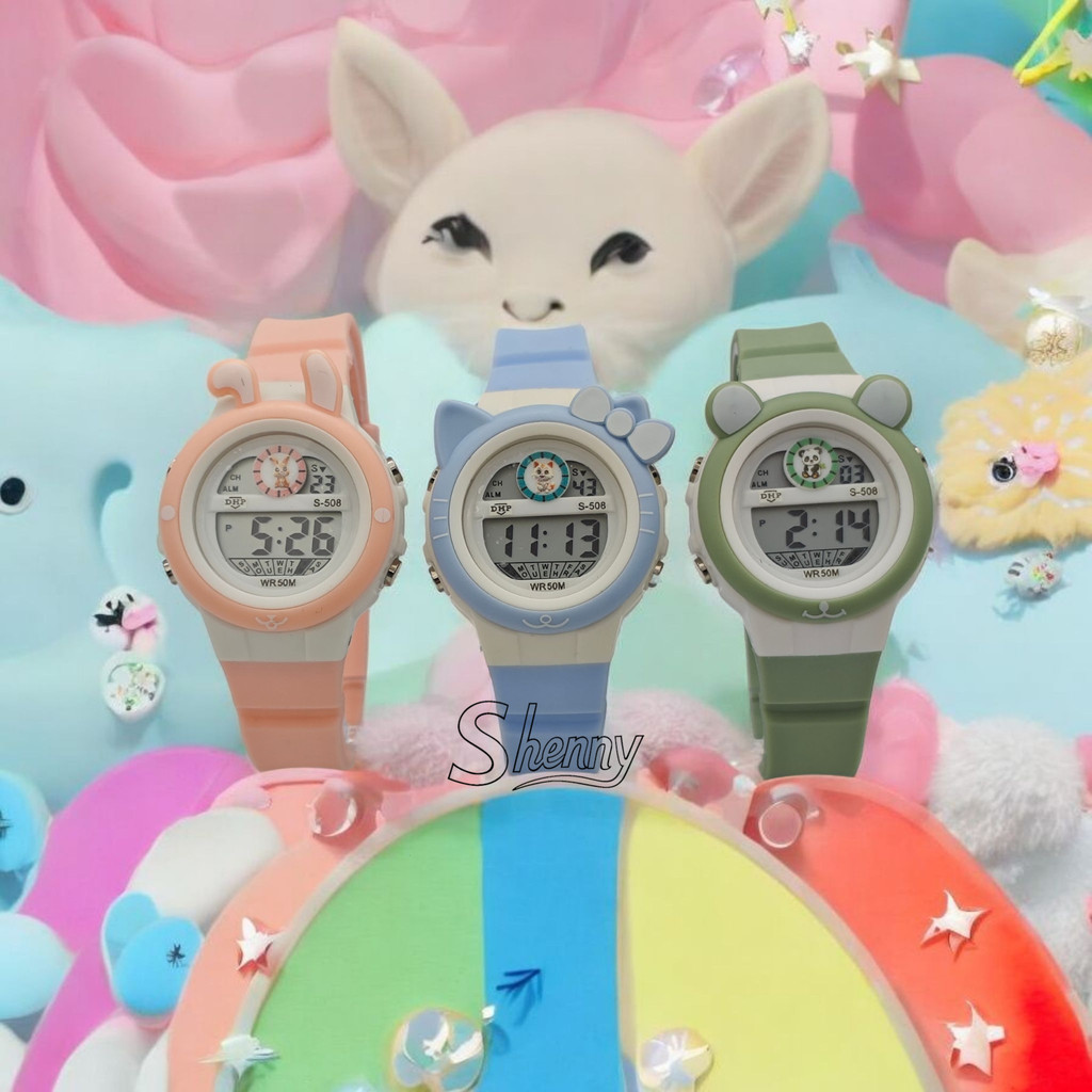 Relógio original DHP à prova d'agua infantil desenho gato panda coelho presente esporte [S508]