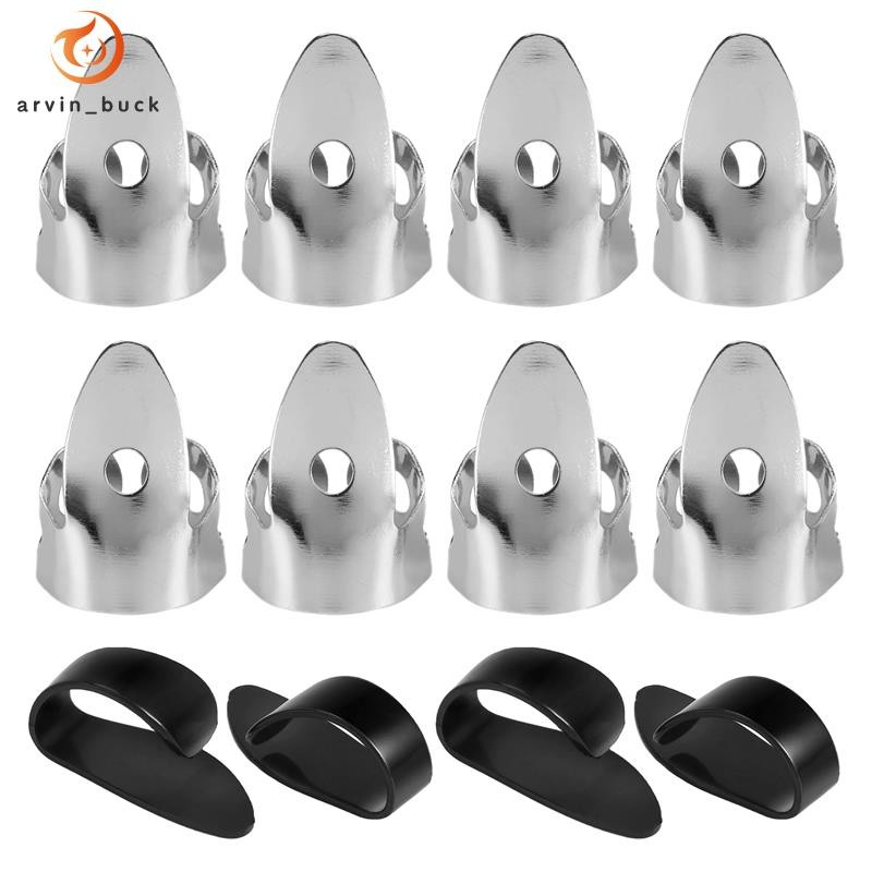 Conjunto De Palhetas De Dedo De Aço De 12 Peças , Metal Ajustáveis Para Guitarra , Banjos E Outros Instrumentos