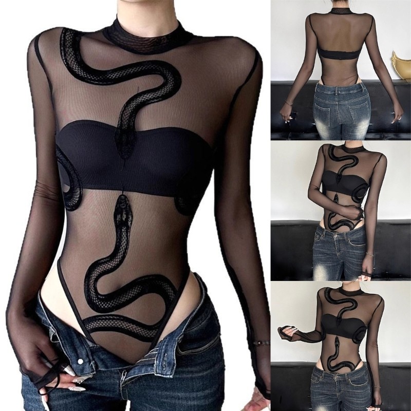 Hi * Body Comprida Para Simulada E Malha Transparente , Macacão , Collant , Roupa