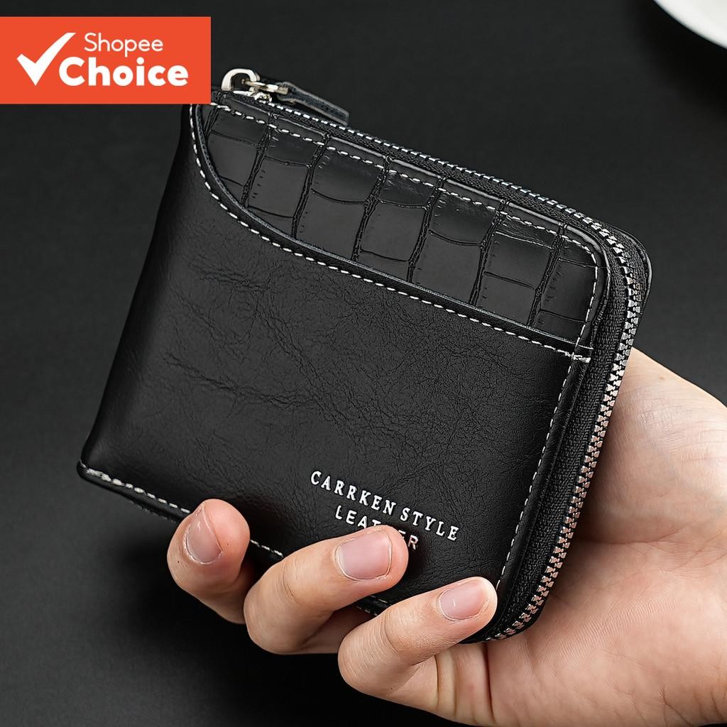 Carteira Com Zíper Padrão De Pedra Vintage – Porta-Moedas Masculino Multifuncional Elegante