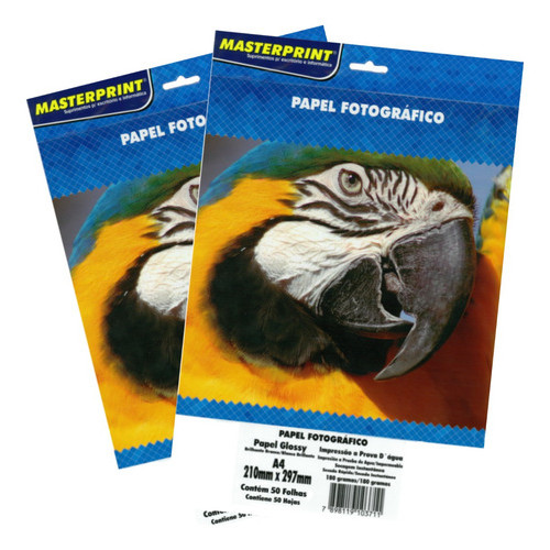 Papel Fotográfico 100 Folhas Foto Glossy 180g A4 Brilho