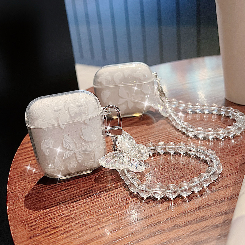 capa protetora Luxo borboleta branca para airpods pro 2 4