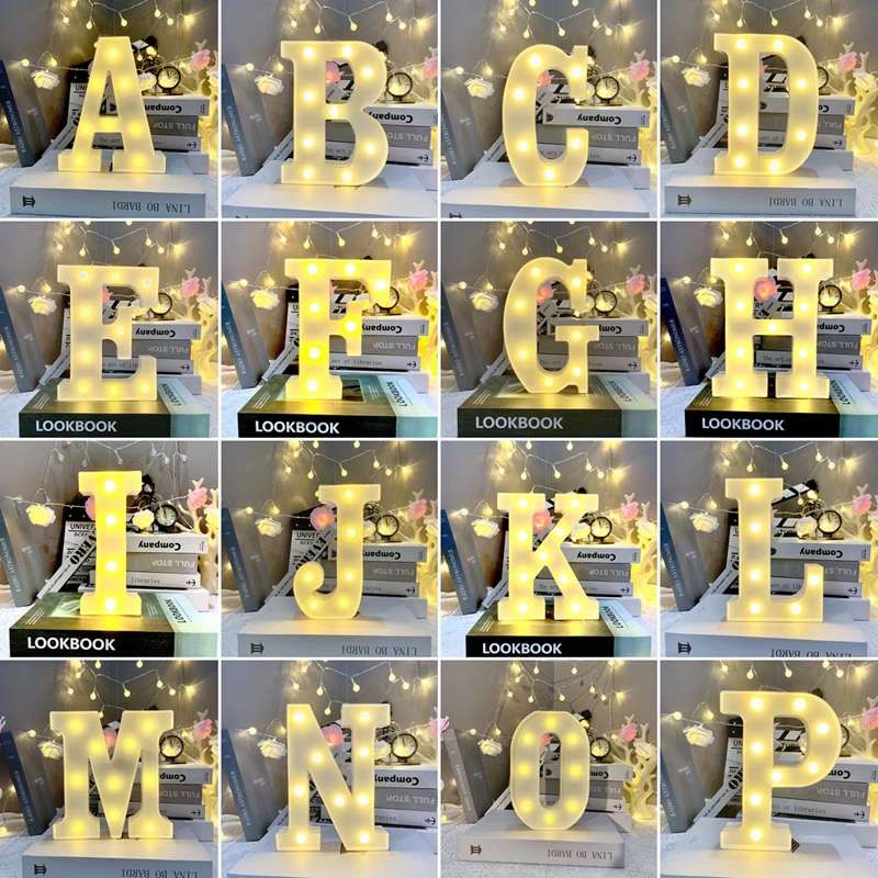 Letra e numero Led Luminária 3D Decorativa Branco 21CM A-Z