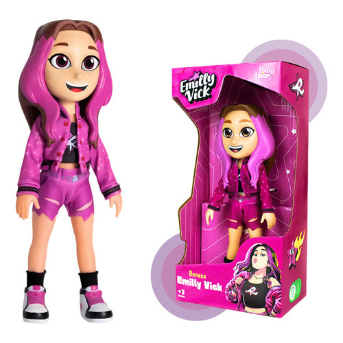 Boneca Emilly Vick Dos Rosa Youtube Brinquedo Infantil 26cm Oficial Kids