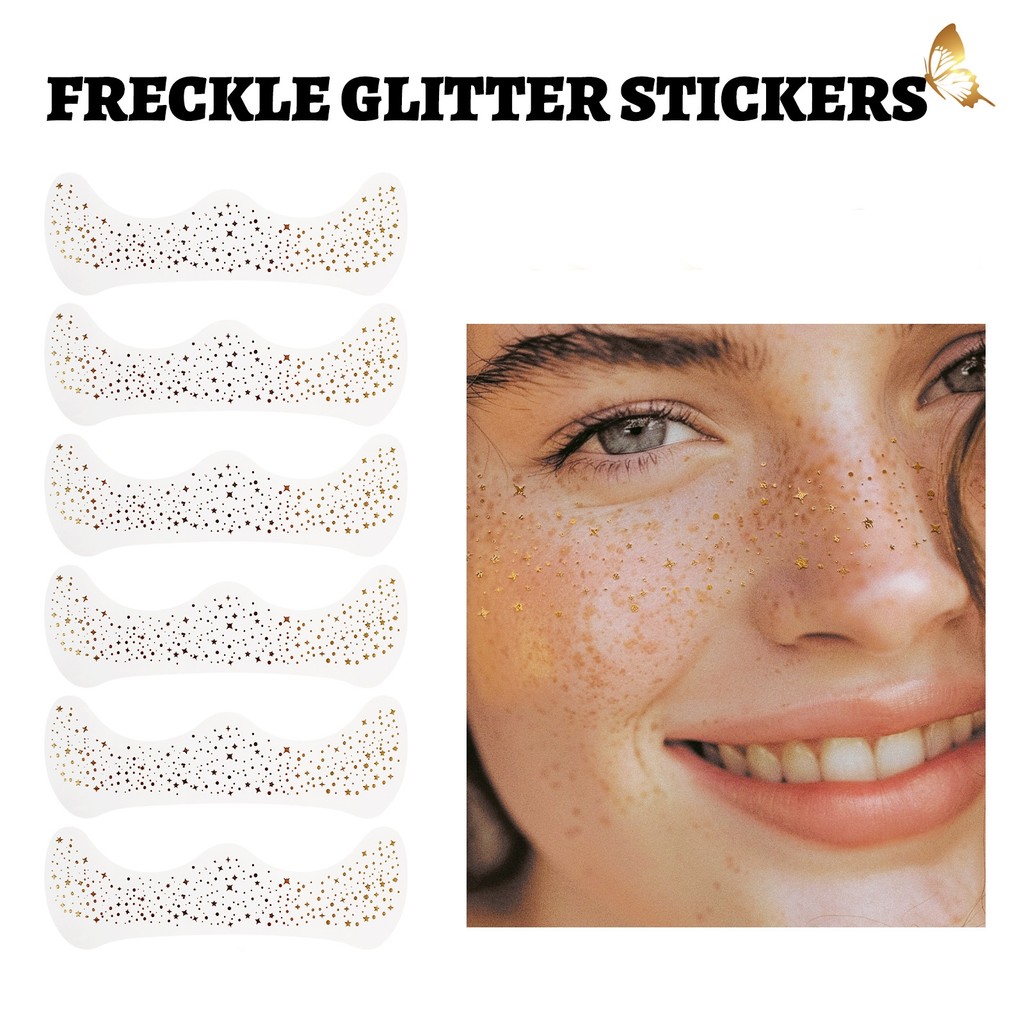 6 Pçs Moda Rosto Glitter Sardas Adesivos Maquiagem À Prova Dwaterproof Água Faciais Tatuagem Temporária Adesivo