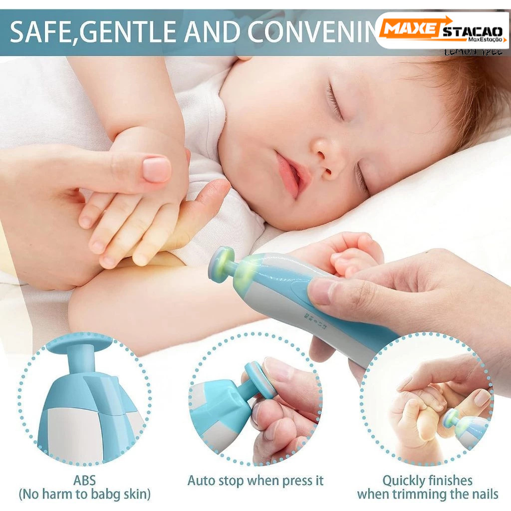 Lima de unhas elétrica infantil, polidor de unhas para bebês