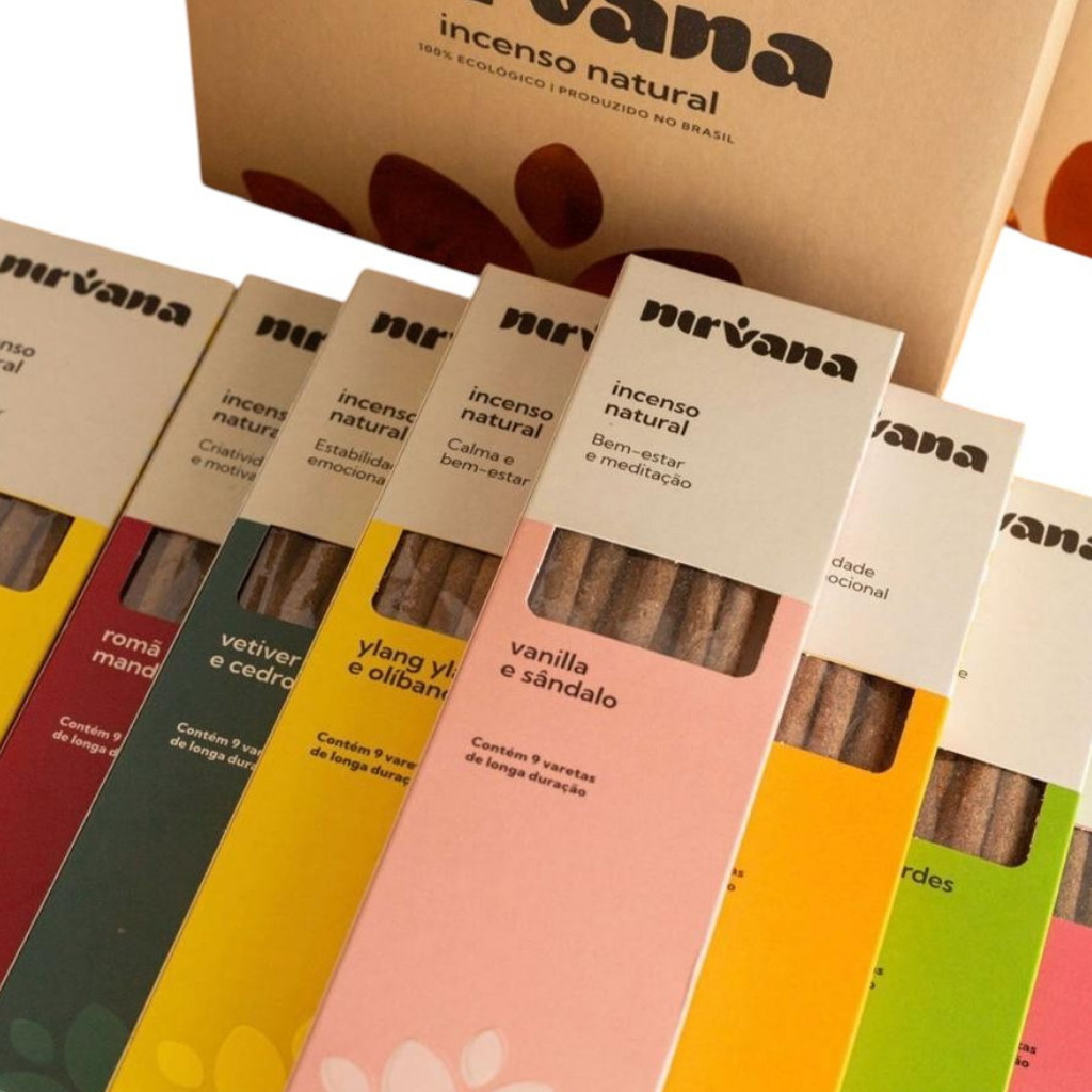 Incenso Natural Nirvana Palito 2h de Queima Natural - Nova Formula Sem Carvão Vegano -