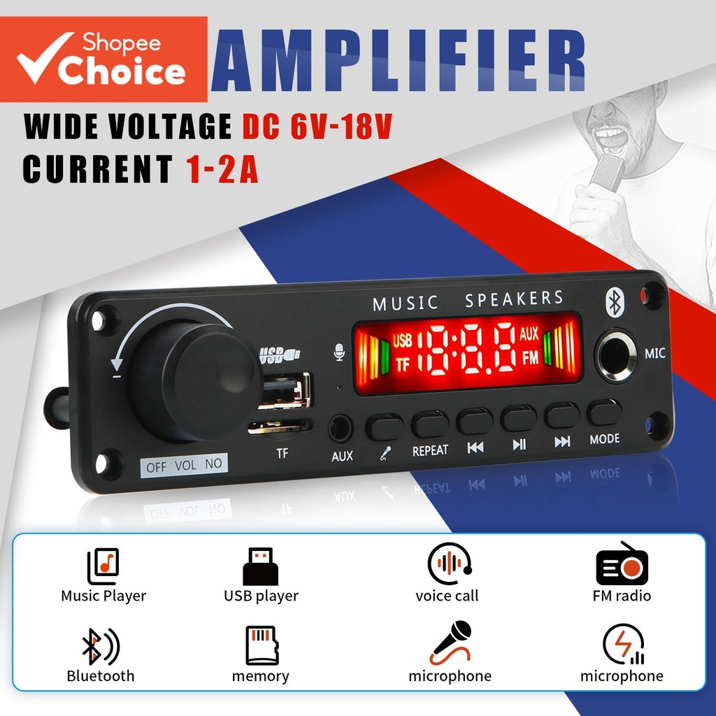 2 * 25W Amplificador MP3 Player Placa 18V Bluetooth 5.0 Módulo De Rádio FM Suporte TF USB AUX