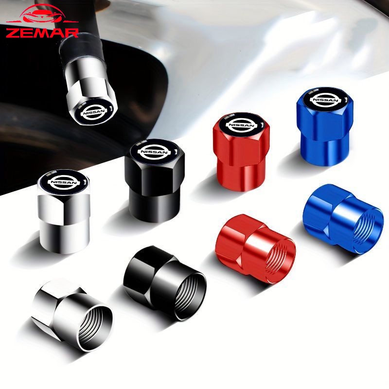 4Pcs Nissan Pneus Tampas De Válvulas Para Carros Peças Metálicas Automotivas Impressas Com Novo Logotipo De Carro Bicicleta Acessórios De Moda Versa Kicks Tiida March Sentra Livina gtr
