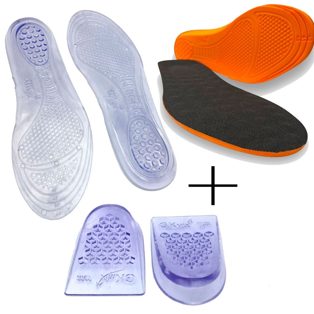 Kit 3 Pares de Palmilha Ortopédicas Conforto Gel Anti Impacto Esporão Calcâneo Super Macias Contra as Dores nos Pés
