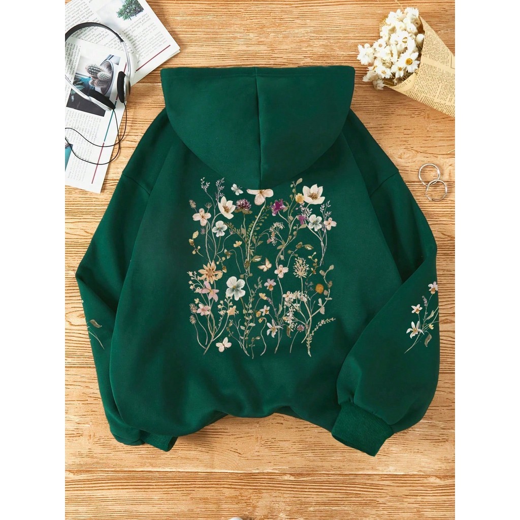 Moletom Canguru Flores Lindas Pulovêr Quentinho Premium Blusa Frio Manga Longa Outono Inverno Lançamento  Envio Rápido