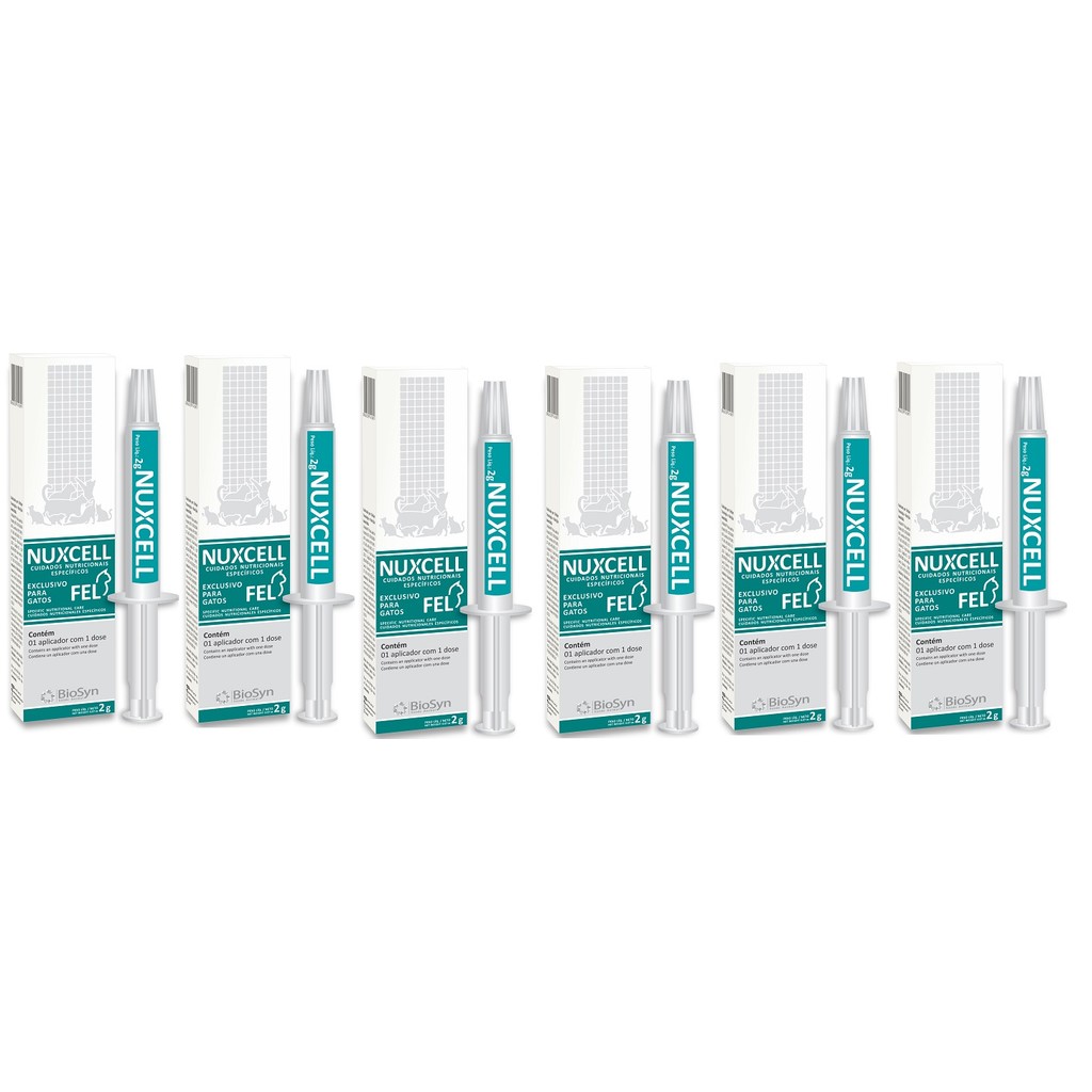 Kit 6 Nuxcell Fel Imunidade Suplemento Vitamínico Biosyn 2g