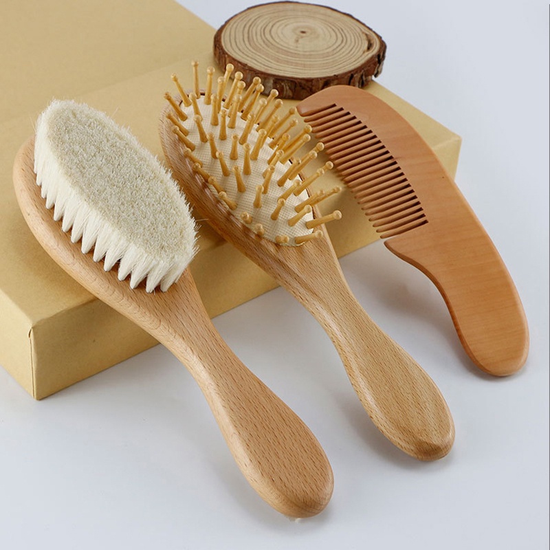 2024 Nova Escova De Lã Natural Para Pentear A Cabeça Do Massageador De Cabelo Infantil