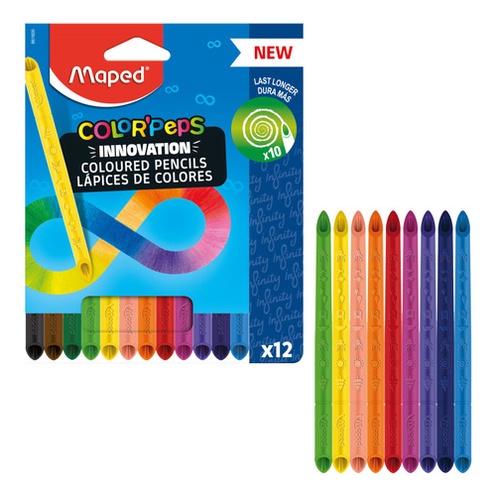 Lapis De Cor 12 Cores Color Peps Infinito Resistente Escolar	