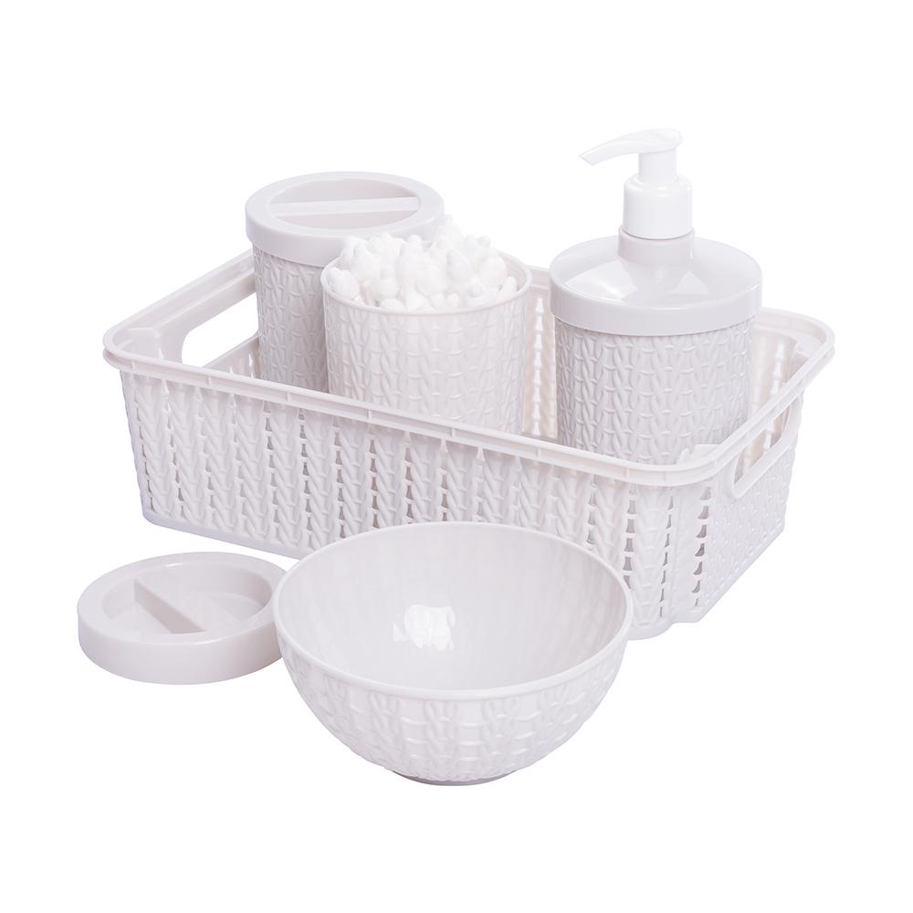 Kit Higiene Trama Branco Bebê 5 Peças Plasútil