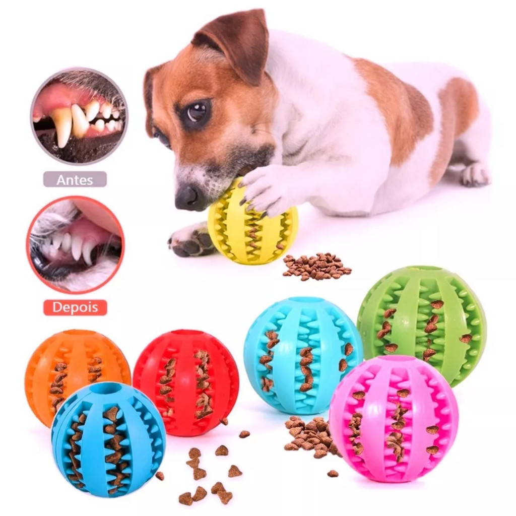 Pet Mordedor Bola Multifuncional Escova Mordedor Porta Petisco Pet Ball Boa Qualidade（23-13）