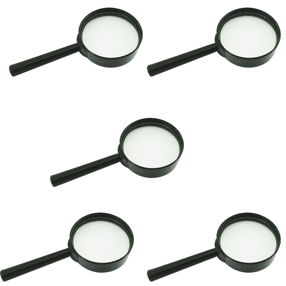 Kit 5 Lupas De Aumento 50mm para Leitura Lupa Pequena Cabo de Plástico Preto